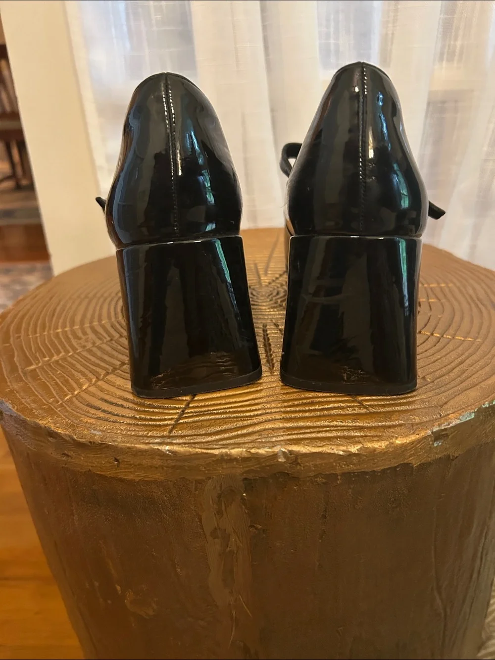 Rachel Zoe Black Patent Mary Jane Block Heels 9.5